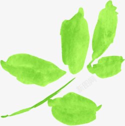 手绘清新水彩绿色夏季树叶素材