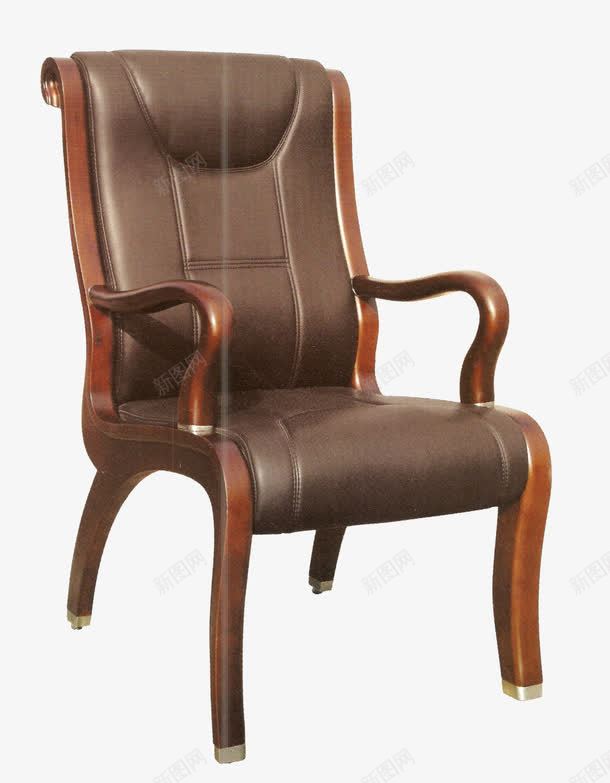 皮质靠椅png免抠素材_88icon https://88icon.com 办公 单人 座椅 棕色