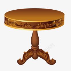 棕色木质圆桌素材