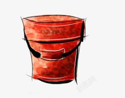 创意手绘水桶红色素材