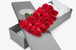 朱砂玫瑰19支长方形灰色包装盒素材