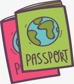 红绿色旅游护照本矢量图素材