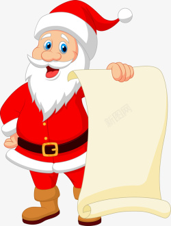圣诞老人和一张微黄的纸矢量图素材
