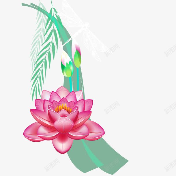 夏日荷花背景png免抠素材_88icon https://88icon.com 矢量荷花