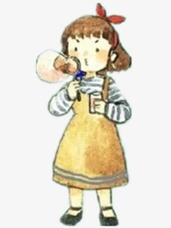 吹泡泡的小女孩素材
