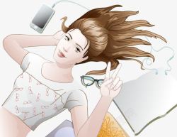 手绘听音乐素材