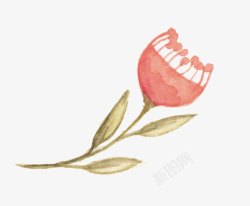 透明手绘粉色小花素材