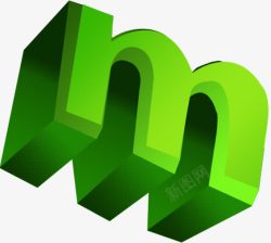 绿色立体艺术字母m素材
