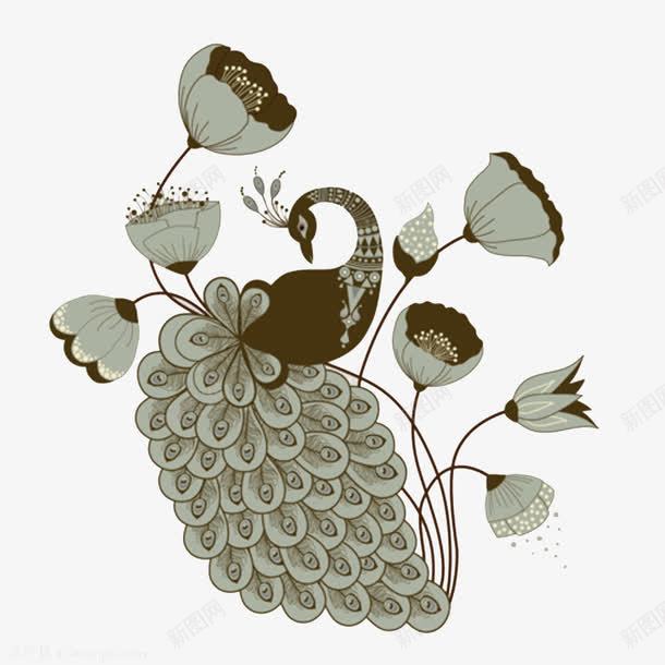 孔雀开屏png免抠素材_88icon https://88icon.com 动物 孔雀 开屏 花朵