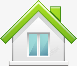 手绘绿色尖顶房子图案矢量图素材