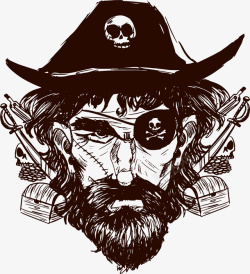 手绘海盗船长矢量图素材