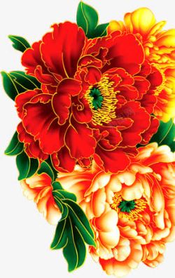 红色创意手绘海棠花素材