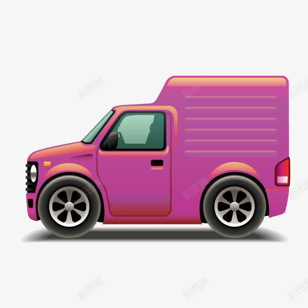 紫色箱式小货车png免抠素材_88icon https://88icon.com 矢量货车 箱式货车 紫色汽车 货车