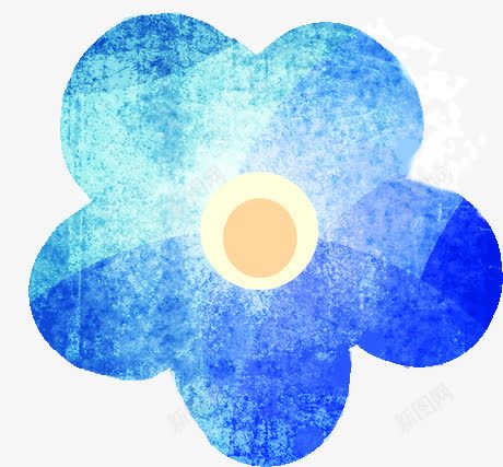 手绘蓝色水彩小花装饰png免抠素材_88icon https://88icon.com 水彩 蓝色 装饰