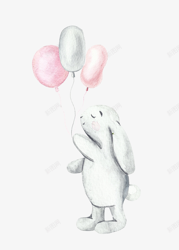 拿气球的兔子png免抠素材_88icon https://88icon.com png 兔子 气球 白色 素材