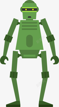 扁平化绿色机器人矢量图素材