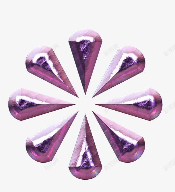 亮丽紫色装饰物png免抠素材_88icon https://88icon.com 反光 立体 花型 装饰 装饰图案 装饰素材