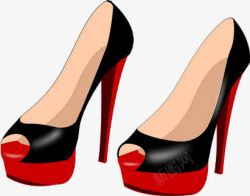 黑红色手绘高跟鞋素材