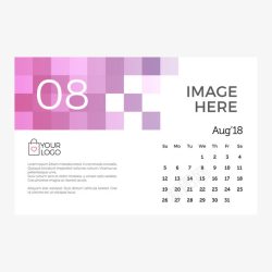 紫色几何2018八月挂历素材