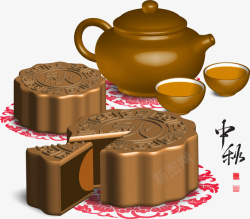 中秋节月饼茶具素材