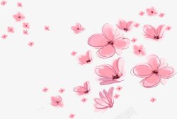 手绘粉色线条花插画素材
