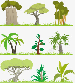 植物绿色植物卡通手绘矢量图素材