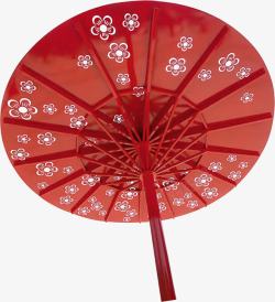 一把红色花卉油纸伞素材