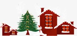 创意红色房子圣诞节素材