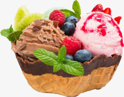 草莓蓝莓冰淇淋球素材