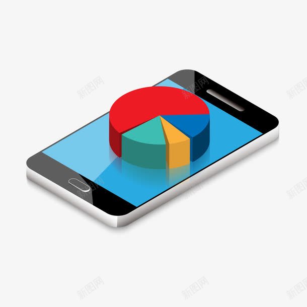 卡通手机数据饼图png免抠素材_88icon https://88icon.com 卡通手绘 手机 数据 数据图 饼图