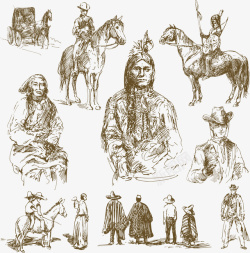 印第安人与马儿矢量图素材
