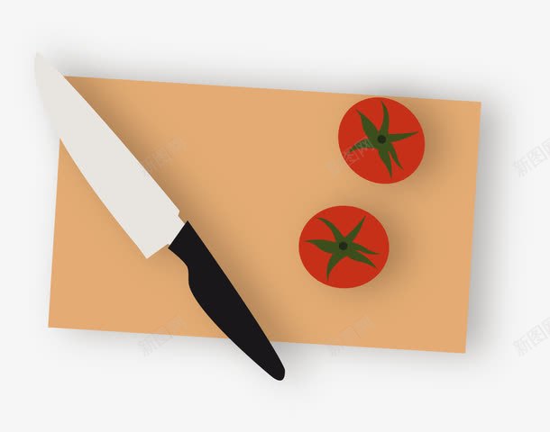 案板番茄和刀png免抠素材_88icon https://88icon.com 刀 案板 番茄