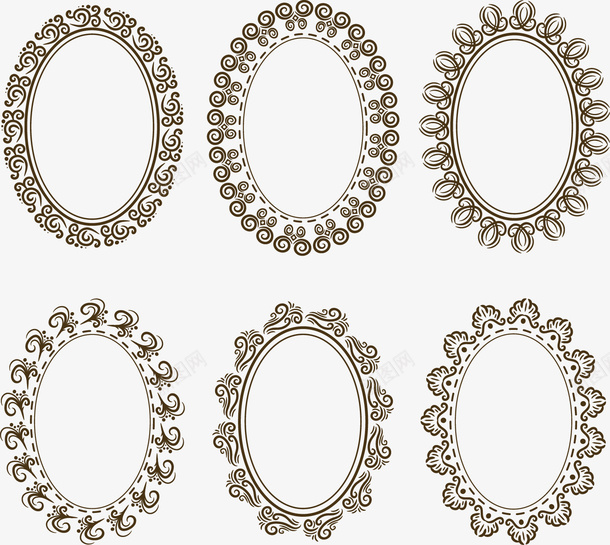 手绘6个花边边框矢量图ai免抠素材_88icon https://88icon.com 手绘 花边 边框 矢量图