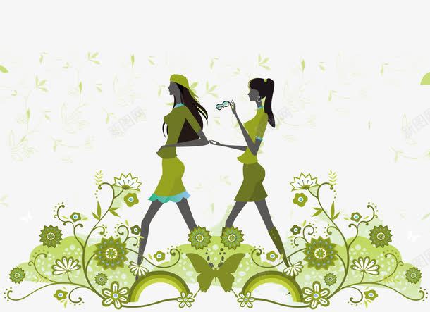绿色卡通花纹背景行走的女孩png免抠素材_88icon https://88icon.com 卡通女孩 卡通绿色 卡通花纹 绿色卡通 绿色花纹 背景花纹 花纹背景 行走背景