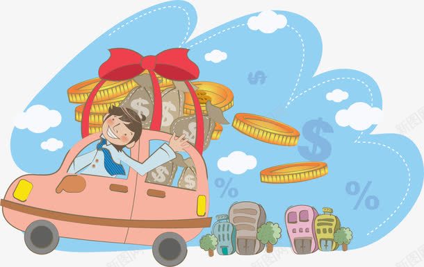 开车的男孩png免抠素材_88icon https://88icon.com 人物 卡通人物 开车 男孩 金币