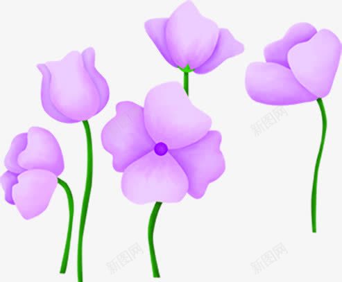 手绘紫色卡通花朵png免抠素材_88icon https://88icon.com 卡通 紫色 花朵