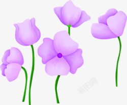 手绘紫色卡通花朵素材