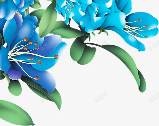 蓝色植物卡通花朵png免抠素材_88icon https://88icon.com 卡通 植物 花朵 蓝色