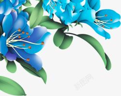蓝色植物卡通花朵素材