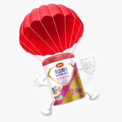 降落伞红色可爱冠怡澳洲奶粉素材