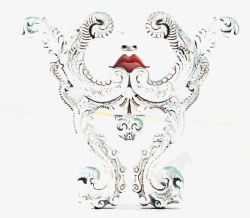 红嘴唇欧式花边创意欧式花纹图案高清图片