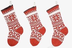 红色可爱手绘雪花圣诞袜素材