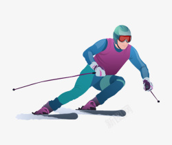卡通滑雪橇的人抠图素材