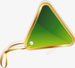 手绘绿色三角形挂牌矢量图素材