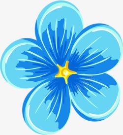 蓝色卡通水彩艺术花朵素材