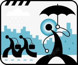 城市中雨中急行的人图标素材