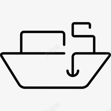 船带箱的物流船运输超薄车图标图标