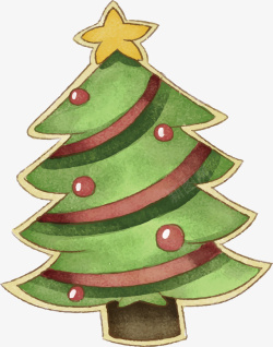 圣诞节水彩手绘圣诞树矢量图素材