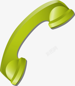 手绘绿色电话座机素材