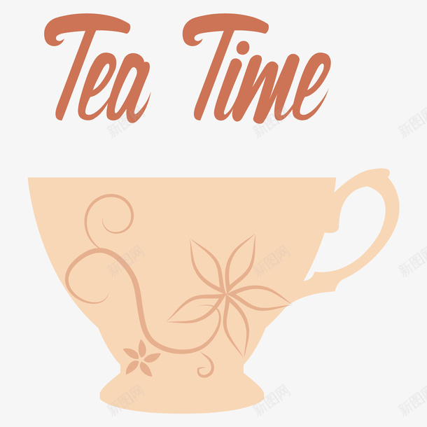 裸色系花纹杯子矢量图ai免抠素材_88icon https://88icon.com 下午茶 小清新 海报素材 装饰 矢量图